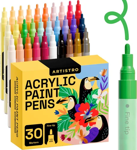 Miniatura 10 de ARTISTRO 12 Bolígrafos de Pintura Regulares para Marcado en Vidrio, Pintura en Roca, Cerámica, Madera, Tela, Álbum de Recortes, Manualidades DIY