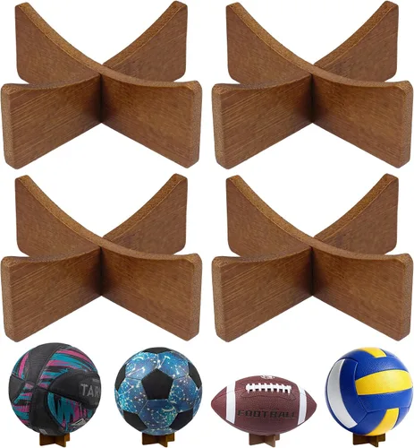 Miniatura 8 de Soporte de pelota para exhibición, soporte de baloncesto, soporte de exhibición de fútbol, soporte de madera para almacenamiento de pelotas