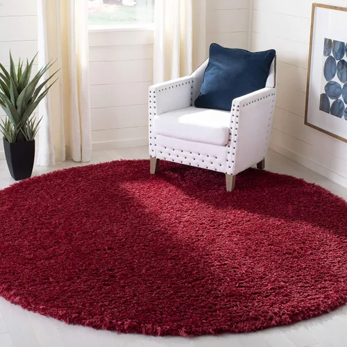 Miniatura 8 de SAFAVIEH Madrid Shag Collection - Alfombra redonda, 6 pies 7 pulgadas, color carbón, diseño sólido, no desprende pelusa y de fácil cuidado, 2 Carbón