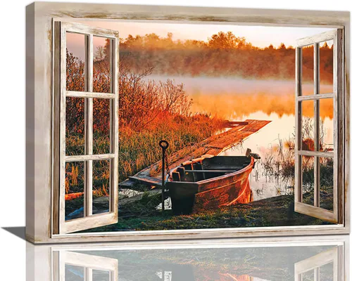 Miniatura 18 de Taimeng Arte de Pared Grande de Montaña de Granero para Sala de Estar Cuadros de Casa de Campo Decoración de Pared Blanco y Negro Lienzo Country