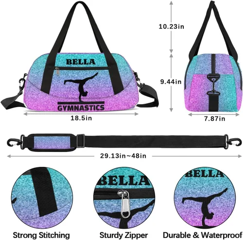 Miniatura 3 de Bolsa de baile personalizada para niña, bolsa de lona deportiva personalizada, bolsas de fin de semana, bolsa de viaje para gimnasia y teñido