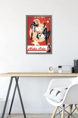 Miniatura 6 de Fallout 4 - Póster de pared de Nuka Cola - Zap That Thirst!, 22.4 pulgadas de largo x 14.7 pulgadas de ancho, versión enmarcada de madera de granero