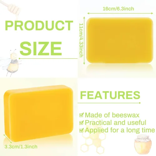 Miniatura 2 de Treela Bloque de cera de abeja pura amarilla de 1 libra, bloque de cera de abeja natural, bloque de cera de grado cosmético para lociones