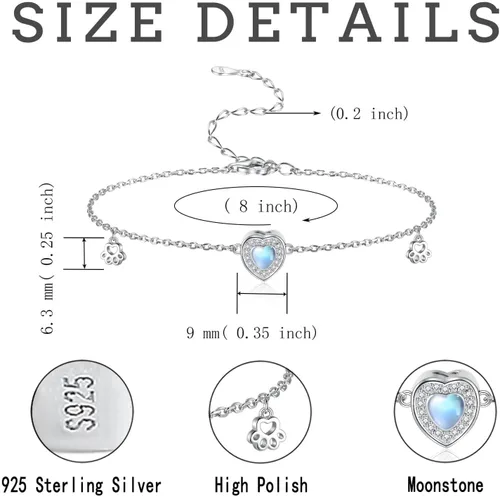 Miniatura 3 de Sterling Silver Pet Ashes Jewelry Urn Ring for Dog Ashes Paw Print Memorial Bracelet Necklace Cat Cremation Keepsake Gifts for Women Pets Lover