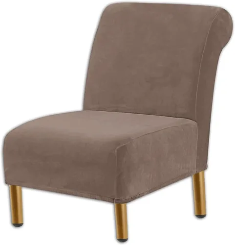 Miniatura 11 de Funda para silla decorativa sin brazos, de terciopelo elástico, extraíble, lavable, protector moderno de muebles con parte inferior elástica