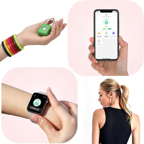 Miniatura 2 de Candado de huella digital eLinkSmart para casillero de gimnasio con aplicación para teléfono iOS, cerradura de combinación metálica sin llave