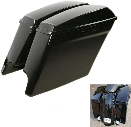 Miniatura 22 de XFMT Alforjas para motocicleta de 5 pulgadas, extendidas con cierres cromados para Harley Touring Road King, Street Glide Road Glide Electra Glide