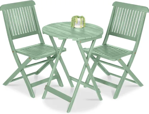 Miniatura 16 de Best Choice Products Juego de 3 piezas de madera de acacia, muebles de patio plegables para patio trasero, balcón, terraza con 2 sillas, mesa
