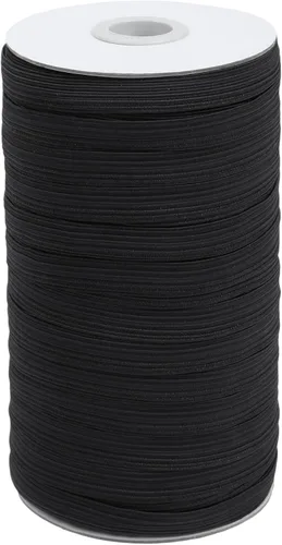 Miniatura 12 de Coopay Bandas elásticas planas de 45 yardas de largo, 1/2 pulgada de ancho, cuerda elástica plana para coser proyectos de bricolaje, artes y Negro