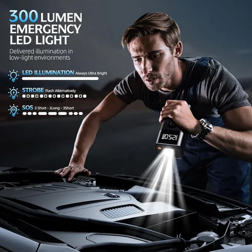 Miniatura 4 de Arrancador con compresor de aire, LERTIN 3500 A 150 PSI paquete de batería portátil para automóvil, para hasta 9.0 L gasolina/8.0 L motor diésel