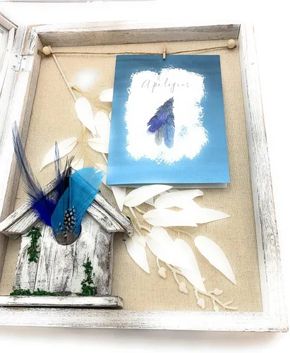 Miniatura 4 de Smiling Wisdom - Tarjeta de felicitación de disculpas y plumas que simbolizan disculpas y perdón - Hombres Mujeres Pareja Familia - Pluma azul