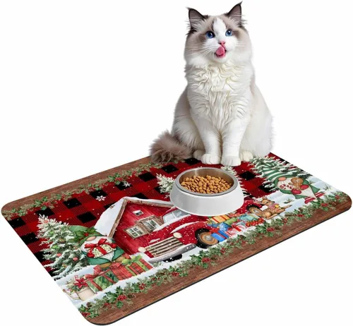 Miniatura 7 de Tapete de baño de Navidad a cuadros para bañera, antideslizante, de secado rápido y absorbente, tierra de diatomeas, fregadero, cocina, sala