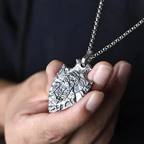 Miniatura 8 de Collar con dije de plata pura 999 Escudo de águila nativa americana Colgante de jefe indio para hombre Joyería para hombre, Plata esterlina, Sin