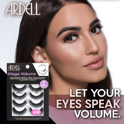 Miniatura 4 de Ardell Pestañas de aspecto natural Mega Volume, 252 – Volumen completo, pestañas postizas de larga duración para un aspecto impecable, 4 pares Mega