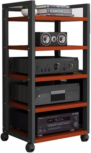 Miniatura 13 de Shelves Removable Audio Stand CD Rack Corner Rack Component Cabinet Stereo Rack Audio Tower with Height Adjustable Wooden Shelf for B-5-50x40x100cm