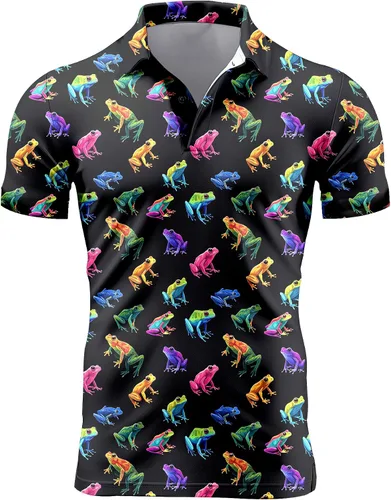 Miniatura 27 de Camisa de golf de los años 80 para hombre, ajuste seco, manga corta, estampada, divertidas, camisas de golf de los años 90 para hombre