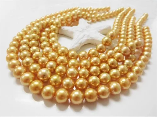Miniatura 3 de Collar de perlas doradas tibetanas naturales, collar de boda, collar de perlas de concha, collar de perlas, joyería de boda, collar de dama