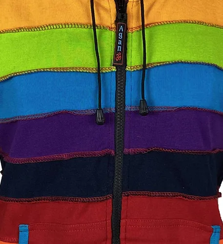 Miniatura 3 de Agan Traders Sudadera con capucha para mujer, diseño bohemio, de algodón, con estampado de arco iris, estilo gitano hippie