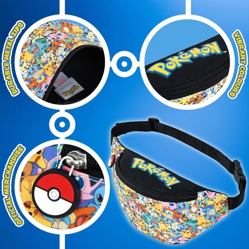 Miniatura 4 de Pokemon Riñonera para niños y niñas, ligera, ajustable, riñonera, bolsa de viaje para viajes, deportes, escuela, regalos de Pokemon para niños