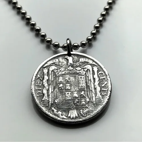Miniatura 4 de 1940 España España 10 Cent moneda colgante escudo Español Madrid Barcelona Sevilla Granada Zaragoza Toledo Cádiz Tenerife Córdoba Valencia Málaga