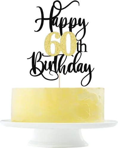 Miniatura 20 de Decoración para pastel de cumpleaños número 13 con destellos negros y dorados para tartas de 13 años, decoración para pastel de 13 años, decoración