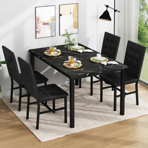 Miniatura 3 de AWQM Juego de Mesa de Comedor para 4, Mesa de Cocina de Mármol Sintético y Juego de 4 Sillas, Juego de Mesa de Comedor Moderna para 4, Mesa de Cena
