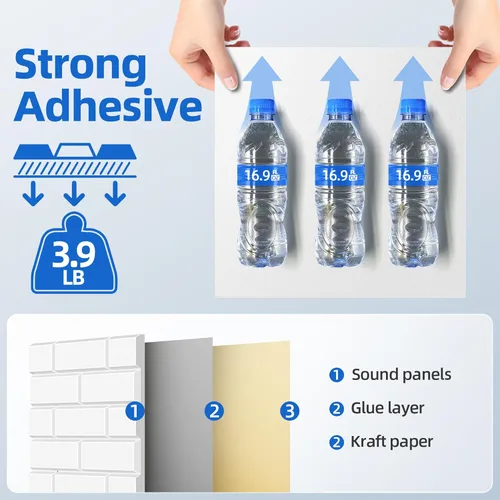 Miniatura 4 de Paquete de 20 paneles acústicos con autoadhesivos, paneles de espuma de alta densidad a prueba de sonido de 12 x 12 x 0.4 pulgadas para paredes