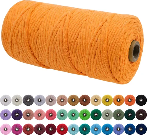 Miniatura 47 de JeogYong Cordón de macramé de un solo hilo 2mm x 164 yardas (492 pies) Cuerda de algodón suave, hilo de macramé 2 mm, suministros de macramé