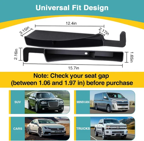 Miniatura 4 de Organizador Relleno de Espacio de Asiento de Coche, Paquete de 2 Organizador de Asiento Delantero - Ajuste Universal para SUV, Camioneta, Caja