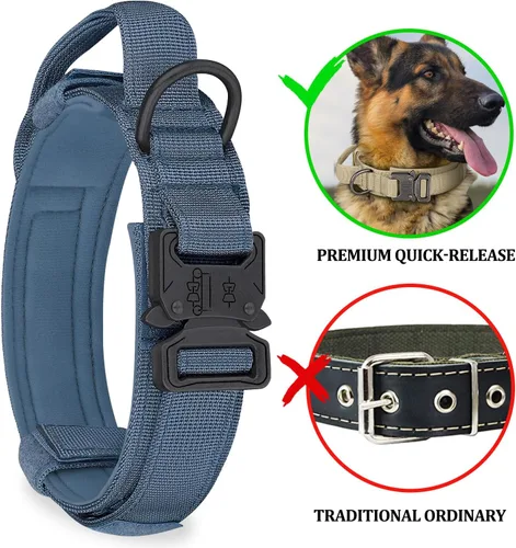 Miniatura 3 de COOYOO Juego de 3 collares tácticos para perros, collar ajustable de nailon para entrenamiento militar con mango de control y hebilla de metal