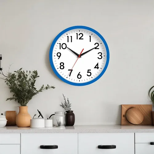 Miniatura 2 de DAXSMY Reloj de pared analógico pequeño de 8 pulgadas, silencioso, sin tictac, funciona con pilas, moderno, simple, decorativo, para cocina, H-blue