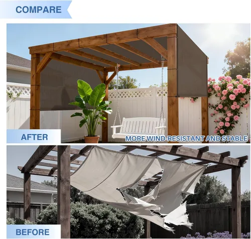Miniatura 7 de E&K Sunrise - Cubierta de sombra para pérgola de 8 pies de ancho x 12 pies de largo, con varillas con peso y ojales, cubierta de repuesto para toldo