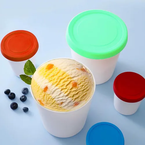 Miniatura 7 de Recipientes para helados de 32 onzas para hacer en casa, recipientes de helado con tapas de silicona, sin fugas, contenedores reutilizables