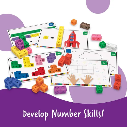 Miniatura 3 de Learning Resources MathLink Cubes Conjunto de Actividades de Matemáticas Tempranas - 115 Piezas, Edades 4+, Imprescindibles para el Aula