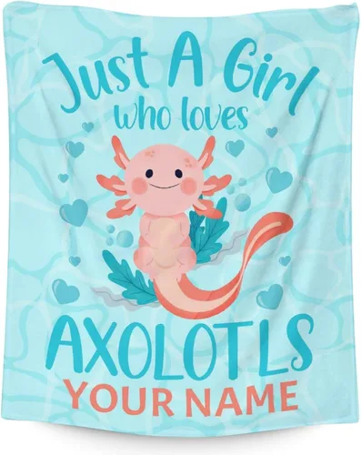 Miniatura 11 de Axolotl - Manta de regalo de 40 x 50 pulgadas para niñas, manta suave y mullida azul para cama, sofá y sala de estar Axolotl1-1