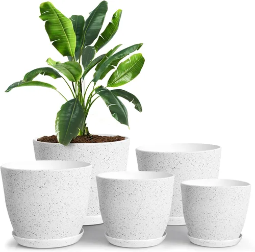 Miniatura 15 de Utopia Home - Macetas de Interior con Drenaje - Macetas de Flores de 7/6.6/6/5.3/4.8 Pulgadas para Plantas de Interior - Juego de 5 Macetas