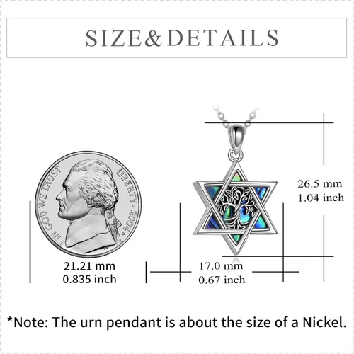 Miniatura 54 de YFN Collar de estrella de David de plata de ley, concha de abulón, árbol de la vida, joyería judía, regalos para mujeres y hombres