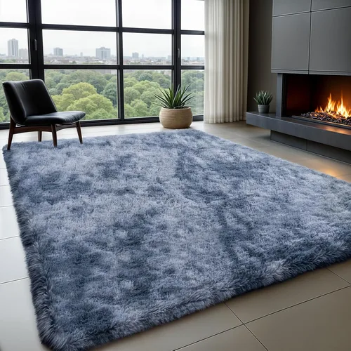 Miniatura 17 de Zentavio Alfombras de área para sala de estar, alfombras grises para dormitorio, alfombra de 4 x 6, alfombra mullida, peluda y suave, shag estética