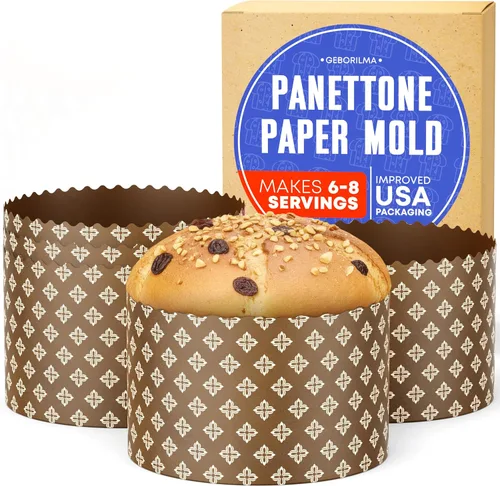 Miniatura 22 de Molde de papel para panettone premium mediano - 18 oz Molde desechable para panettone de 5 pulgadas 500 g - 12 unidades de formas para hornear paska