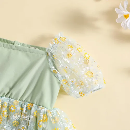 Miniatura 4 de IDOPIP Conjunto de 2 piezas para bebé recién nacido, con diadema, bordado de flores, tutú, princesa, fiesta de cumpleaños, conjunto de ropa