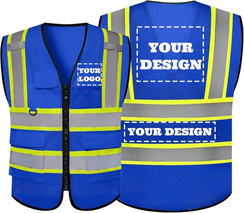 Miniatura 12 de Chaleco de seguridad reflectante de alta visibilidad con 5 bolsillos y cremallera clase 2 para adultos, unisex, ropa de trabajo de seguridad