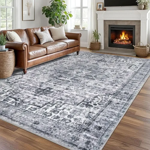 Miniatura 24 de SIILOOM Alfombra lavable de 2 x 3 pies, alfombra suave color taupe ceniza para entrada, tapete antideslizante para puerta de interior, tapete