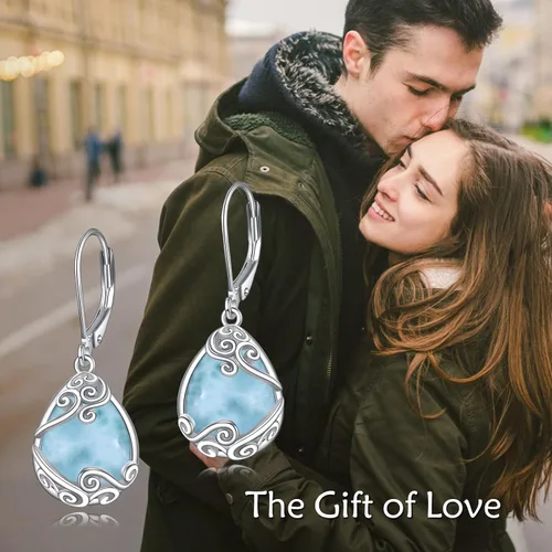 Miniatura 228 de Aretes colgantes con forma de lágrima de filigrana de piedra lunar de plata de ley 925 con cierre de palanca para mujer, regalos de joyería
