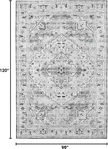 Miniatura 228 de Syalife 4x6 Alfombra Lavable para Área, Ultra Suave Antideslizante, Pila Baja, Alfombra Vintage Resistente a Manchas para Sala de Estar, Alfombra