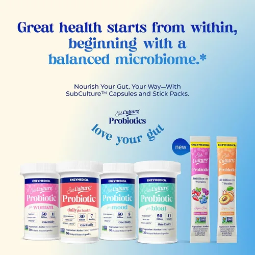 Miniatura 6 de Enzymedica SubCulture - Mezcla de bebidas probióticas en polvo para mujeres y hombres, probióticos para apoyo a la salud digestiva e intestinal, 50