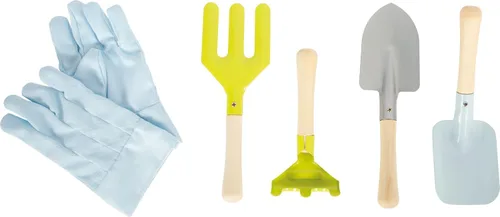 Miniatura 17 de Small Foot - Juego de herramientas de jardinería – Juego de 7 piezas para niños incluye delantal, guantes, pala, rastrillo, paleta y pala – Cabezas