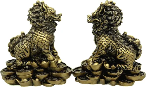 Miniatura 2 de Betterdecor Feng Shui Guardián Imperial Chino Chi Lin/Kylin/Qi Lin Estatua Decoración B3