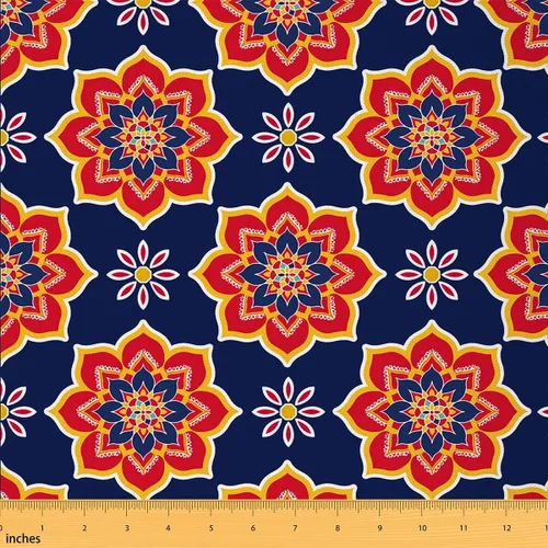 Miniatura 15 de Tela con patrón Paisley de The Yard, tela de tapicería floral étnica boho para sillas y sofás, costura, tela impermeable de arte mandala abstracto
