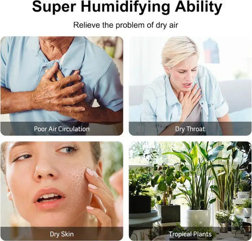 Miniatura 4 de MEGAWISE 2025 Humidificador de Gran Capacidad, Diseño de Llenado Superior de 6L, Tiempo de Funcionamiento de 50H, Vapor Frío Ultrasilencioso de Gran