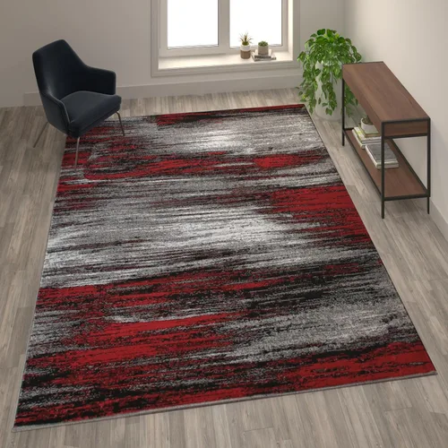 Miniatura 30 de Flash Furniture Rylan Collection - Alfombra contemporánea de olefinas azules, de pelo alto, 2 x 10 pies, respaldo de yute, pasillo, entrada